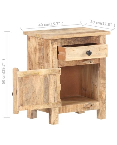 Table de chevet 40x30x50 cm Bois de manguier brut