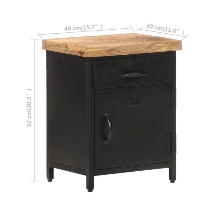 Table de chevet 40x30x52 cm Bois de manguier brut