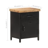 Table de chevet 40x30x52 cm Bois de manguier brut