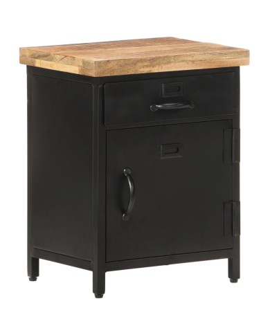 Table de chevet 40x30x52 cm Bois de manguier brut