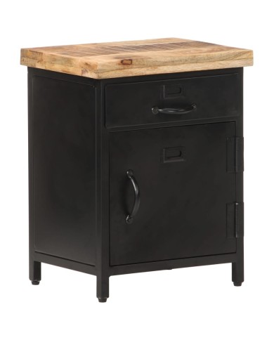 Table de chevet 40x30x52 cm Bois de manguier brut