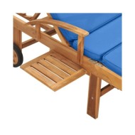 Chaise longue avec coussin Bois de teck solide Bleu