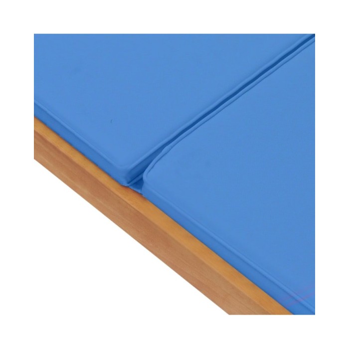 Chaise longue avec coussin Bois de teck solide Bleu