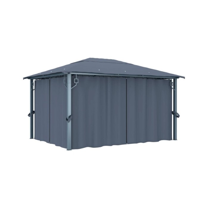 Tonnelle avec rideau 400x300 cm Anthracite Aluminium