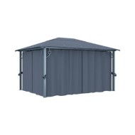 Tonnelle avec rideau 400x300 cm Anthracite Aluminium
