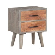 Table de chevet Gris 40x30x50 cm Bois massif de manguier brut