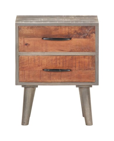 Table de chevet Gris 40x30x50 cm Bois massif de manguier brut