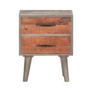 Table de chevet Gris 40x30x50 cm Bois massif de manguier brut