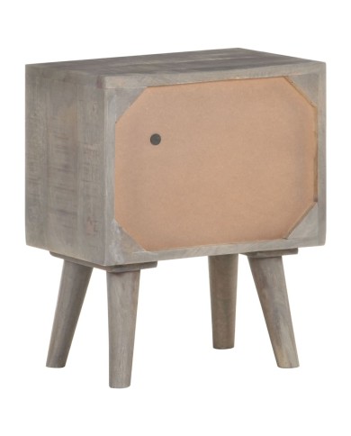 Table de chevet Gris 40x30x50 cm Bois massif de manguier brut