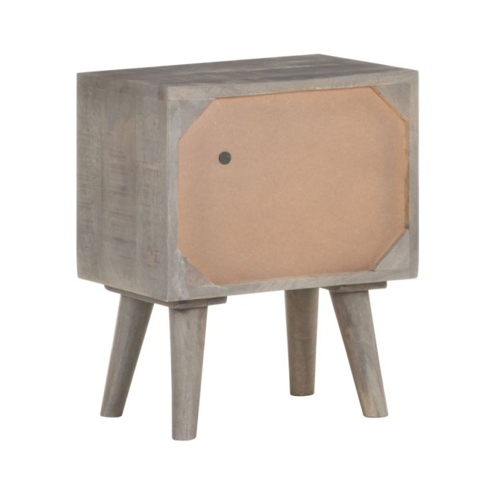 Table de chevet Gris 40x30x50 cm Bois massif de manguier brut