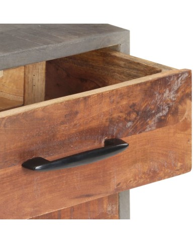 Table de chevet Gris 40x30x50 cm Bois massif de manguier brut