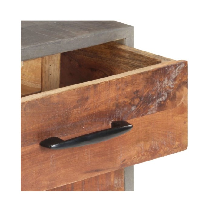 Table de chevet Gris 40x30x50 cm Bois massif de manguier brut