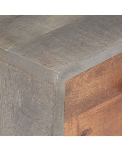 Table de chevet Gris 40x30x50 cm Bois massif de manguier brut