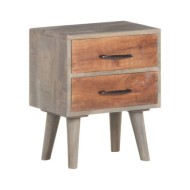 Table de chevet Gris 40x30x50 cm Bois massif de manguier brut