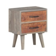Table de chevet Gris 40x30x50 cm Bois massif de manguier brut