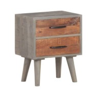 Table de chevet Gris 40x30x50 cm Bois massif de manguier brut
