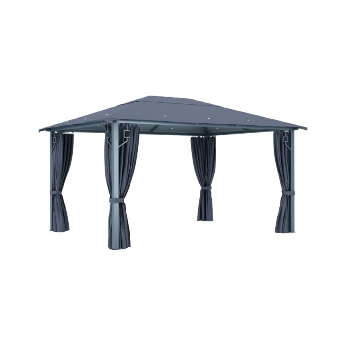 Tonnelle avec rideau 400x300 cm Anthracite Aluminium