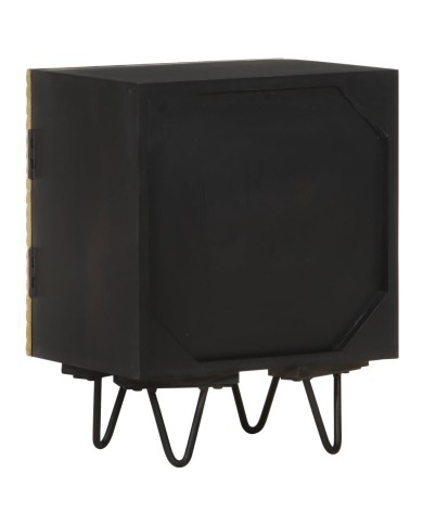 Table de chevet avec front en laiton 40x30x50cm Manguier massif