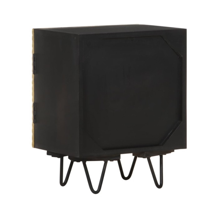 Table de chevet avec front en laiton 40x30x50cm Manguier massif