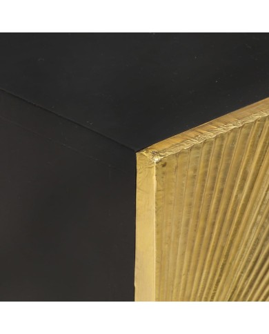 Table de chevet avec front en laiton 40x30x50cm Manguier massif