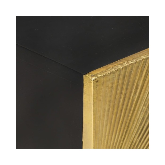 Table de chevet avec front en laiton 40x30x50cm Manguier massif