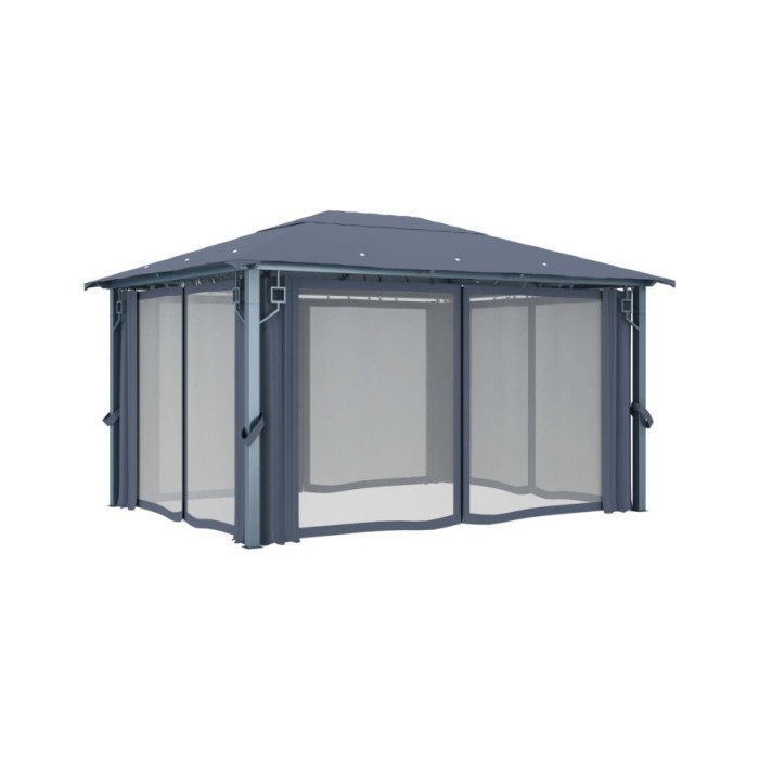 Tonnelle avec rideau 400x300 cm Anthracite Aluminium