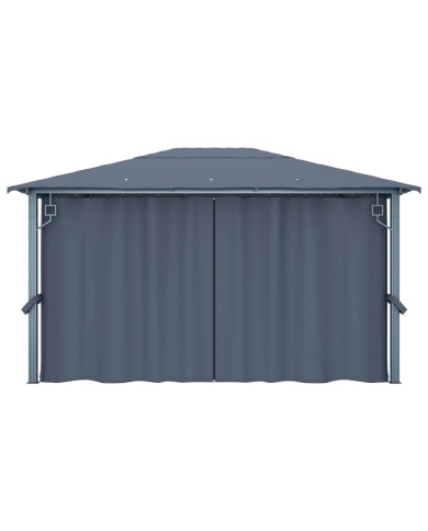 Tonnelle avec rideau 400x300 cm Anthracite Aluminium