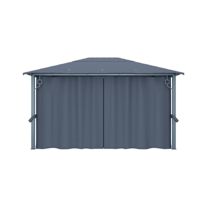 Tonnelle avec rideau 400x300 cm Anthracite Aluminium