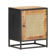 Table de chevet 40x30x50 cm Bois de manguier et canne naturelle