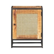 Table de chevet 40x30x50 cm Bois de manguier et canne naturelle