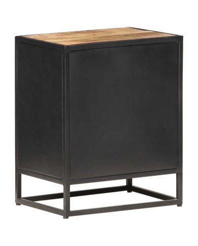 Table de chevet 40x30x50 cm Bois de manguier et canne naturelle