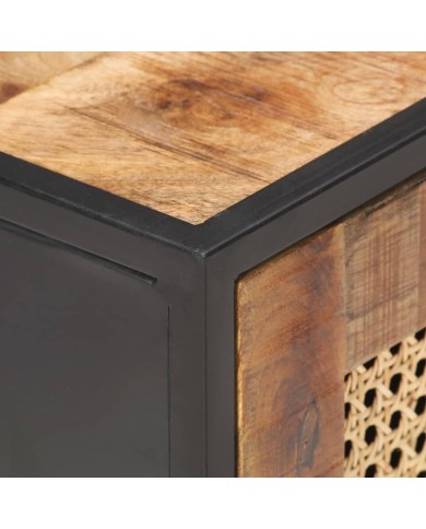 Table de chevet 40x30x50 cm Bois de manguier et canne naturelle