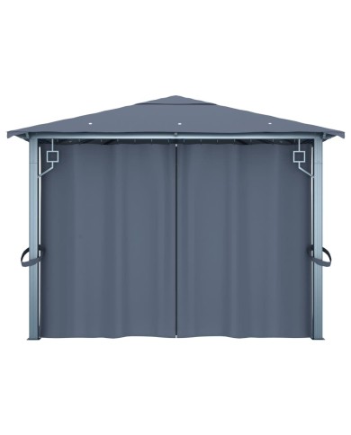 Tonnelle avec rideau 400x300 cm Anthracite Aluminium