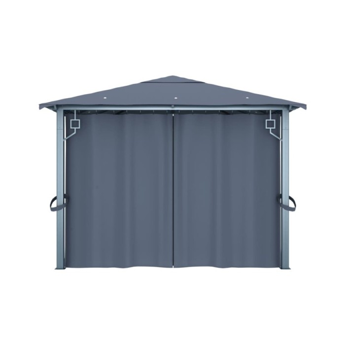 Tonnelle avec rideau 400x300 cm Anthracite Aluminium