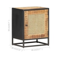 Table de chevet 40x30x50 cm Bois de manguier et canne naturelle