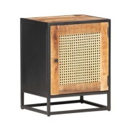 Table de chevet 40x30x50 cm Bois de manguier et canne naturelle