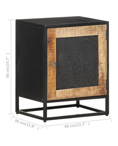 Table de chevet 40x30x50 cm Bois de manguier brut