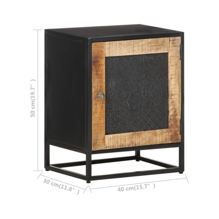 Table de chevet 40x30x50 cm Bois de manguier brut