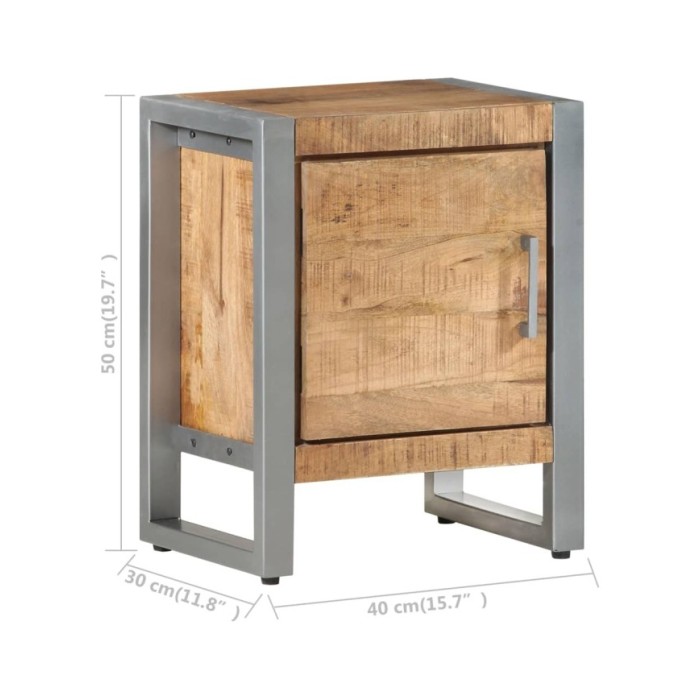 Table de chevet 40x30x50 cm Bois de manguier brut