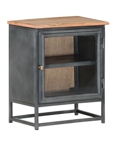 Table de chevet Gris 40x30x50 cm Bois d'acacia massif
