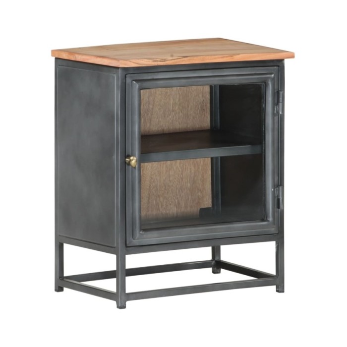 Table de chevet Gris 40x30x50 cm Bois d'acacia massif