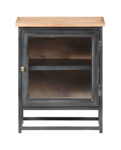 Table de chevet Gris 40x30x50 cm Bois d'acacia massif