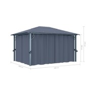 Tonnelle avec rideau 400x300 cm Anthracite Aluminium