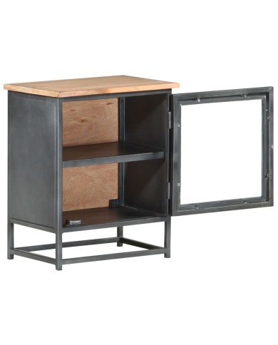 Table de chevet Gris 40x30x50 cm Bois d'acacia massif