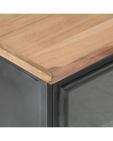 Table de chevet Gris 40x30x50 cm Bois d'acacia massif