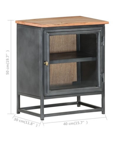 Table de chevet Gris 40x30x50 cm Bois d'acacia massif
