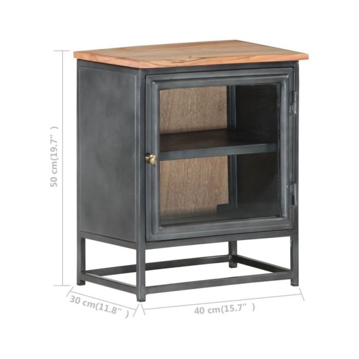 Table de chevet Gris 40x30x50 cm Bois d'acacia massif