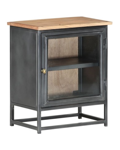 Table de chevet Gris 40x30x50 cm Bois d'acacia massif