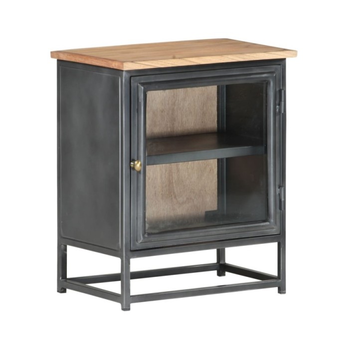 Table de chevet Gris 40x30x50 cm Bois d'acacia massif