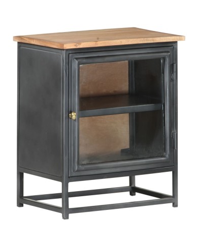 Table de chevet Gris 40x30x50 cm Bois d'acacia massif